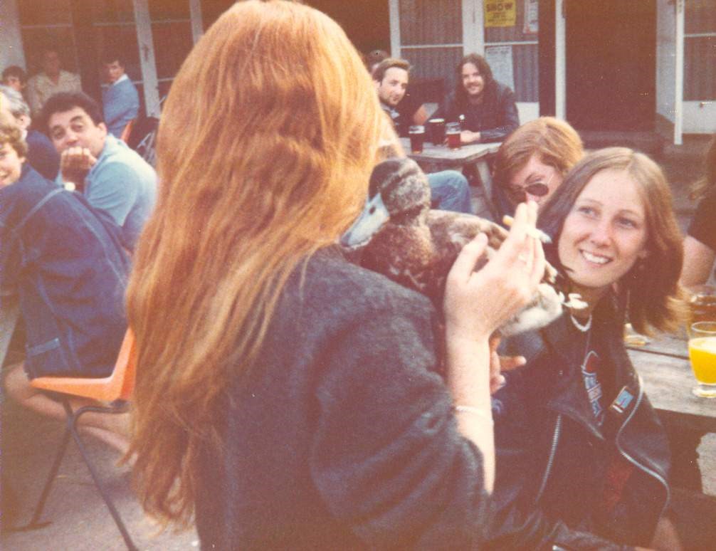 Jo (or is it Rachel!), Nicky and Little Pete with Duck!...and Haiden in background at The Cricket Inn, Beesands - 1981
